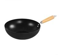 Yuanpgky Non- Frying Pan Iron Cookware with Flat Bottom for Induction Gas Electric Stoves 18-28cm Kitchen Wok(26CM)