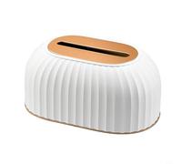 Yuanpgky Nordic Striped Tissue Box Holder for Standard Rectangular Tissues, Plastic Napkin Cover in Green, White, Dark Green or Black - 22.5x13.6x10.7cm Home Office(white)
