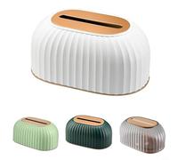 Yuanpgky Nordic Striped Tissue Box Holder Plastic Toilet Paper Cover for Home Office Bathroom Desk Decoration in Green White Dark Green Black(white)