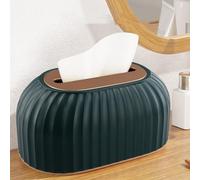 Yuanpgky Nordic Striped Tissue Box Holder Plastic Toilet Paper Cover for Home Office Bathroom Desk Decoration in Green White Dark Green Black(dark green)