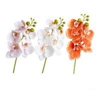 Yuanpgky Orchid Stems Artificial Flowers Real Touch Phalaenopsis 17.7inch Faux Orchid Branches with 5 Large Flowers for Vase Wedding Party Home Garden Decor (orange)