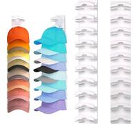 Yuanpgky Over the Door Hat Organizer, Self-Adhesive Wall Mount Rack Holds, 20 Hats No Drilling Baseball Cap Storage(white)