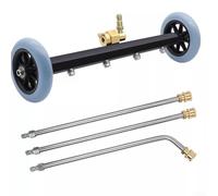 Yuanpgky Pressure Washer Undercarriage Cleaner for Chassis Washing - 4000 PSI Brass and Stainless Steel Under Car Washer Tool with 60° Angled Wand and Extension Poles,(gray wheel)