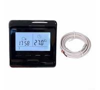 Yuanpgky Programmable Controller Thermostat for Electric Floor Heating, 16A 250V, with 300cm External Sensor, Compatible with Heating Cables Mats Films,(Black 16A)