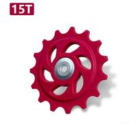 Yuanpgky Rear Derailleur Pulley Wheel for, 10-18T Guide Roller with Steel Bearings, For CNC Engineering Plastic Compatible with Road Mountain and(Red 15T)