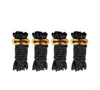 Yuanpgky Reflective Guy Rope 4mm x 4m for Camping Tent Windproof Support, PP Core with Polyester Sheath, 150kg Strength, Includes Tension Adjusters, High-Visibility(4pcs Black)
