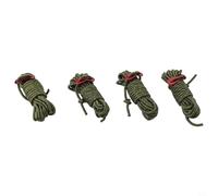 Yuanpgky Reflective Guy Rope 4mm x 4m for Camping Tent Windproof Support, PP Core with Polyester Sheath, 150kg Strength, Includes Tension Adjusters, High-Visibility(4pcs Army Green)