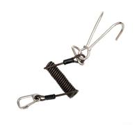 Yuanpgky Scuba Diving Reef Hook - Dual Swivel Snap Hooks, 304 Stainless Steel Anti-Lost Spiral Lanyard for Cave & Drift Diving, 1.5m Tensile Length, Black(Black)