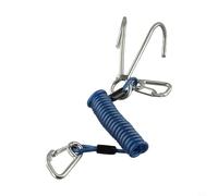 Yuanpgky Scuba Diving Reef Hook - Dual Swivel Snap Hooks, 304 Stainless Steel Anti-Lost Spiral Lanyard for Cave & Drift Diving, 1.5m Tensile Length, Black(Blue)