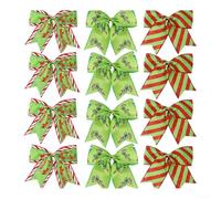 Yuanpgky Set of 12 Colorful Cloth Christmas Bows for Tree, Wreath, Party and Holiday Décor, 6 x 6.2 Inches, Multi-Coloured Outdoor and Indoor Seasonal