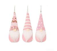 Yuanpgky Set of 3 Christmas Gnome Figures, Festive Holiday Decorations for Home, Handmade-Look Tree Ornaments with Soft Polyester Material(Pink)