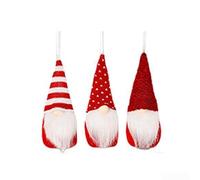 Yuanpgky Set of 3 Christmas Gnome Figures, Festive Holiday Decorations for Home, Handmade-Look Tree Ornaments with Soft Polyester Material(Red)