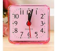 Yuanpgky Small Alarm Clock Quartz Battery Operated for Up With Beeping Sound and For Easy-to-Read Numbers, White/Green/Blue/Pink, 1 AA Battery Not Included(pink)
