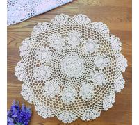 Yuanpgky Small Round Lace Tablecloth with Vintage Crochet Cotton Floral Design for Home Dining and Cafe Decor, 50cm/20inch Diameter(White)