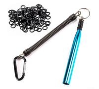 Yuanpgky Soft Bait Fishing Tool for Wacky Worm Rig with 100pcs O Rings and Stainless Steel Tube - Lightweight Aluminum Alloy Lure Setup Kit Compatible with Various Soft(Light Blue+O For Ring)