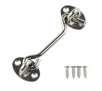 Yuanpgky Stainless Steel Cabin Hook and Eye Latch Lock for Shed Gate Door Heavy Duty Cast Iron Silent Holder 3-10 Inch Size Options Silver Finish(4 inch)