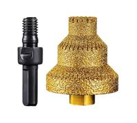 Yuanpgky Step Drill Bit for Metal, Tiles, Marble | 20-35-50mm Beveling Chamfer Bit with Straight Flute | Emery Material for Woodworking, Aluminum, Metal Sheets |(10mm with Adapter)