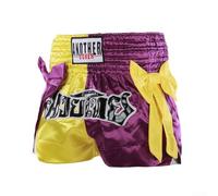 Yuanpgky Unisex Boxing Shorts for MMA, Muay Thai and Fitness Training | Breathable Polyester Trunks with Elastic Waistband and Colors(Yellow Purple L)