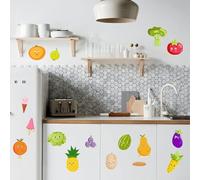 Yuanpgky Vegetable Fruit Kitchen Wall Sticker, Anti-Oil Waterproof Removable Vinyl Decal for Home Decor, 30x30cm Matte Finish with Transfer Tape, Set of 3 Pieces