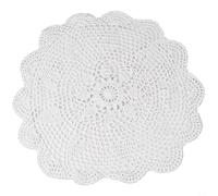 Yuanpgky Vintage Crochet Doily Tablecloth Round Lace Cotton Handmade Hollow-Out Decorative Cover for Dining Table Cafe Hotel Restaurant Countryside Style 40cm/15.74(White)
