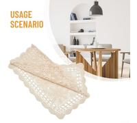 Yuanpgky Vintage Square Cotton Lace Crochet Floral Tablecloth Doily, Hollow-Out Handmade Decorative Cover for Dining Table, Cafe, Hotel, Restaurant, Bookshop, DIY(Beige 60cm)