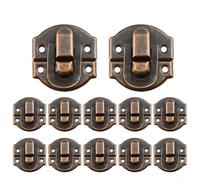 Yuanpgky Vintage Style Antique Brass Hasp Clasp for Jewelry Box Suitcase Wood Chest Cabinet Decorative Lock Latch, 5/12 Set with Screws, Gold Silver Bronze Red Copper(Red Copper 12pcs)