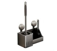 Yuanpgky Wall Mounted Toilet Brush Holder With Storage Rack And Suction Cup Attachment, Provides Organized Storage For Cleaning Supplies And Promotes Quick Drying Of Brush(A)