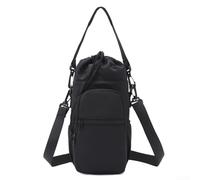 Yuanpgky Water Bottle Holder Bag With Adjustable Strap Phone Compartment - Multi-Pocket Carrier For 40Oz 1L Bottles, Waterproof For Hiking Travel Daily (Black)