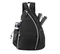 Yuanpgky Water Resistant Tennis Backpack for Pickleball Badminton Rackets 47.5x35x25cm with Adjustable Shoulder Strap and Separate Zipper Compartment(Is black)