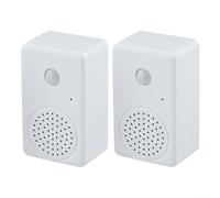 Yuanpgky Welcome Doorbell with Motion Sensor and Recordable Voice Function for Shop Entrance, Infrared Detection up to 6 Meters, White ABS Material(2pcs)