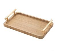 Yuanpgky Wooden Serving Tray with Sturdy Handles for Kitchen, Dinner Parties, Tea Service & Bar Use - 40x30cm Large Natural Wood Tableware Stand, Food-Safe & For Easy-Clean(40x30cm)