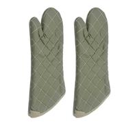 YUANQIAN 17 Inch Extra Long Oven Mitts Heat Resistant Cotton Lining Oven Thick Gloves Kitchen Food Service Mittens for Pot Holders Cooking Baking BBQ, up to 482f (Green, 17 inch)