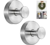 YUANQIAN 2025 Upgraded Suction Cup Hooks, Metal Towel Hooks for Window Bathroom Mirrors, Stainless Steel Suction Cup Hooks Wreath Hanger for Front Door Hanging Towels (Silver, 2)