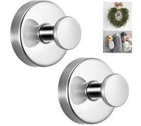YUANQIAN 2025 Upgraded Suction Cup Hooks, Metal Towel Hooks for Window Bathroom Mirrors, Stainless Steel Suction Cup Hooks Wreath Hanger for Front Door Hanging Towels (Chrome, 2)