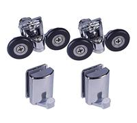 YUANQIAN 4 x Shower Door Hooks Guides/Rollers/Wheels/Runners Diameter 25mm (2roller 25mm 2hook)