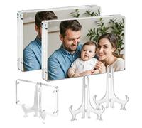 YUANQIAN 6x4 Inch Crystal Clear Acrylic Magnetic Photo Frame with Stand - Frameless Double-Sided Display for Home/Office Decor, Floating Lucite Cube Design, Waterproof & Shatter-Resistant (2)