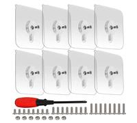 YUANQIAN 8-Set Adhesive Screws Wall Mount Hanging Nails No-Trace No Drilling Stick-on Sticky Screw with 3 Different Size Screw