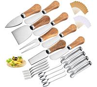YUANQIAN Charcuterie Board Accessories Spreader Knife Set Cheese Butter with Wooden Handles Mini Serving Tongs Spoons Forks Toothpick Flags for Party Wedding Christmas (SDE-3)