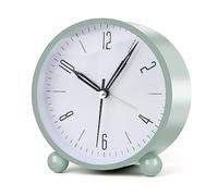 YUANRANER Analog Alarm Clocks for Bedrooms,4 inch Silent Non Ticking Battery Operated with Night Light,Small Retro Simple Design Clock for Table, Bedside,Desk,Travel(Green)