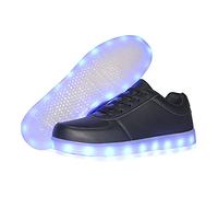 YuanRoad Unisex LED Shoes Light Up Shoes for Women Men LED Sneakers with USB Charging Dancing Shoes, Black, 15 Women/11 Men
