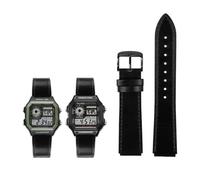YUANSHXM-18mm Fit for Casio G-Shock AE-1200WH/1300/1000/A159/A158 AQ-S810W MRW-200H Band Genuine Leather Strap Men's Retro WatchBand Bracelet (Black black pin,18mm)