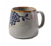 YUANstore 1pcs Vintage Coffee Mug Unique Japanese Retro Style Ceramic Cups, 380ml Kiln Change Clay Breakfast Cup Creative Gift for Friends Cups Includes lid and Spoon