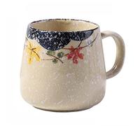 YUANstore 1pcs Vintage Coffee Mug Unique Japanese Retro Style Ceramic Cups, 380ml Kiln Change Clay Breakfast Cup Creative Gift for Friends Cups Includes lid and Spoon