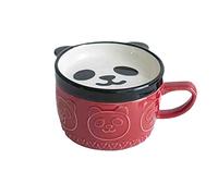 YUANstore Japanese Mug with Lid Shiba Inu Panda Ceramic Cup Household Water Cup Coffee Cup Breakfast Cup Milk Cup Couple Cup Drinkware