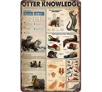 YuanTao Otter Knowledge North American River Otter Anatomy of Otter Funny Tin Sign Bar Pub Diner Cafe Wall Decor Home Decor Art Poster Retro Vintage 8x12 Inches