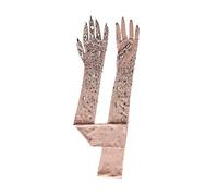 YUANTONG Rhinestone Sparkly Gloves Women Long Glitter Mesh Sheer Elbow Length Opera Novelty Gloves With Nails