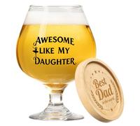 YuanVellora Beer Glass Gift - 510Ml Dad Beer Glass with Wooden Coaster, Gift for Dad from Daughter Or Son, Birthday Present for Father, Beer Gift for Men, Christmas and Fathers Day Keepsakez