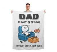 YuanVellora Father's Day - Dad is Not Sleeping Funny Blanket from Daughter & Son, 50"x60" Super Soft Throw for Couch, Birthday Gift for Dad