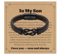 YuanVellora Fathers Day - Leather Bracelet for Son from Mum, fathers day Boyfriend Brother on Valentines Day Christmas