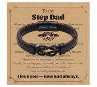 YuanVellora Fathers Day - Leather Bracelet gifts for Step Dad, step dad gifts on Valentines Day Birthday Christmas (Love You Forever)